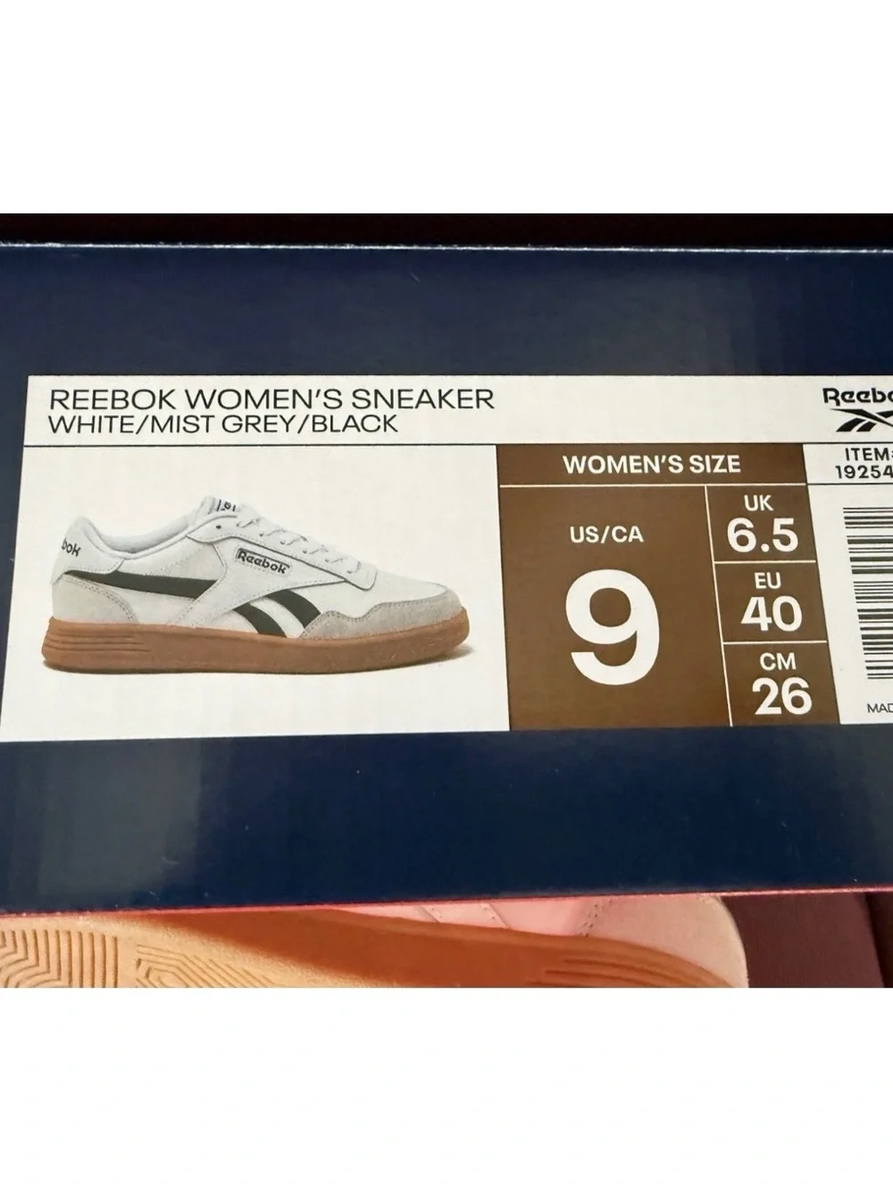 Reebok Men's White Leather Sneakers with Black Accents and Gum Sole